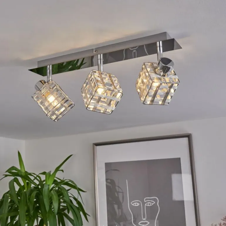 Plafonnier Desrue Chrome, Argenté, 3 lumières