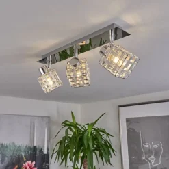 Plafonnier Desrue Chrome, Argenté, 3 lumières