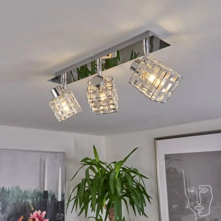 Plafonnier Desrue Chrome, Argenté, 3 lumières
