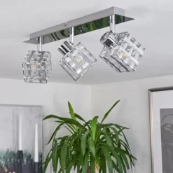 Plafonnier Desrue Chrome, Argenté, 3 lumières