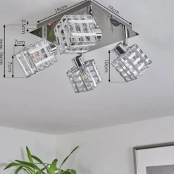 Plafonnier Desrue Chrome, Argenté, 4 lumières