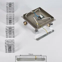 Plafonnier Desrue Chrome, Argenté, 4 lumières