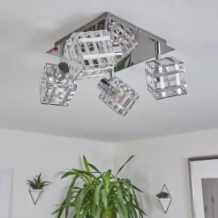 Plafonnier Desrue Chrome, Argenté, 4 lumières