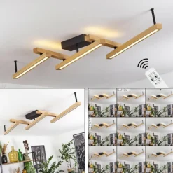 Plafonnier Disentis LED Écru, Noir, 1 lumière, Télécommandes