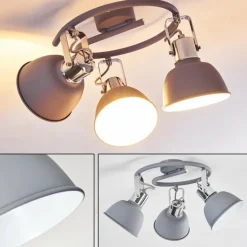 Plafonnier Dompierre Gris, Blanc, 3 lumières
