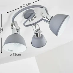 Plafonnier Dompierre Gris, Blanc, 3 lumières