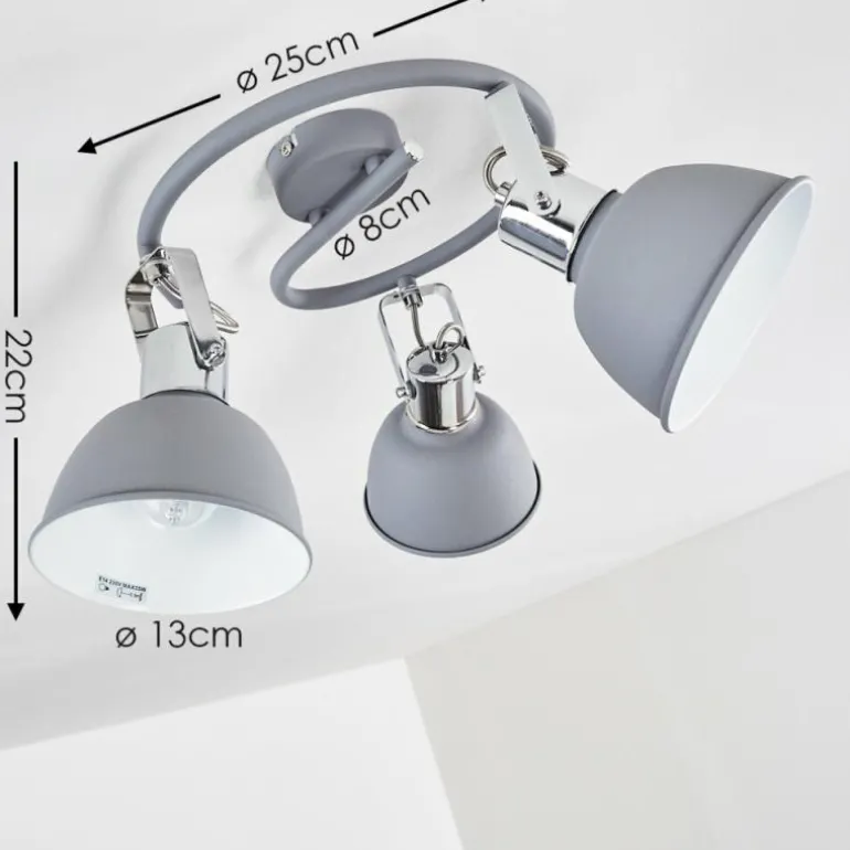 Plafonnier Dompierre Gris, Blanc, 3 lumières