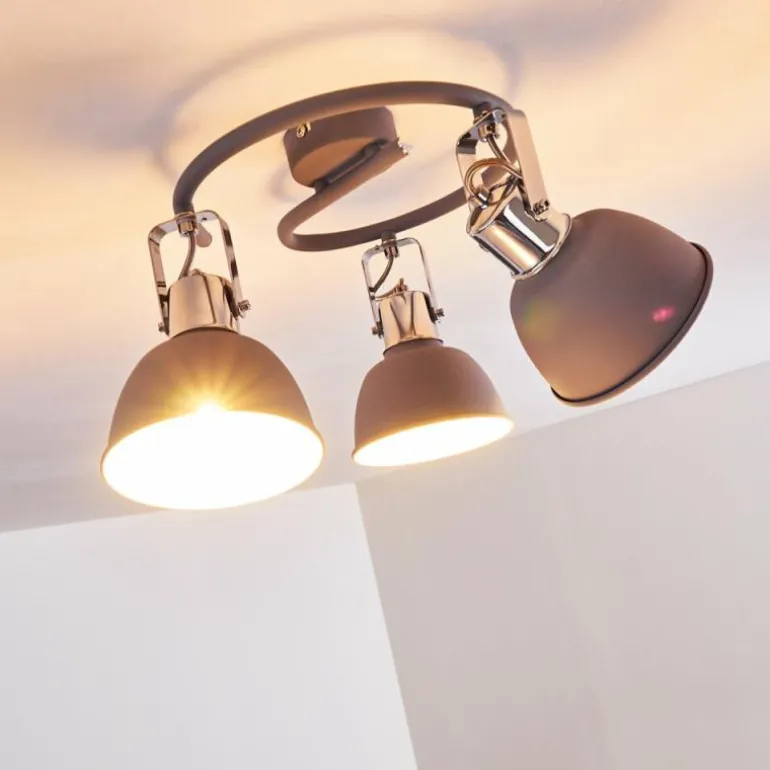 Plafonnier Dompierre Gris, Blanc, 3 lumières
