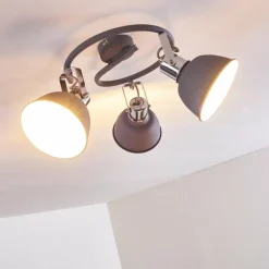 Plafonnier Dompierre Gris, Blanc, 3 lumières