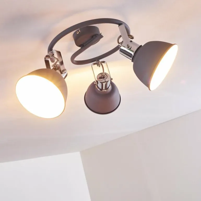 Plafonnier Dompierre Gris, Blanc, 3 lumières