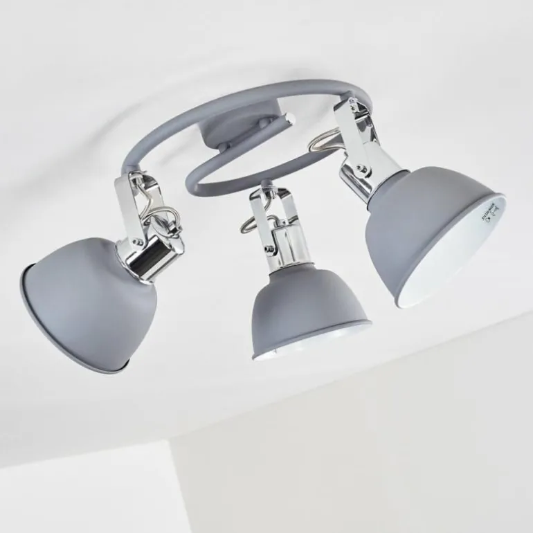 Plafonnier Dompierre Gris, Blanc, 3 lumières