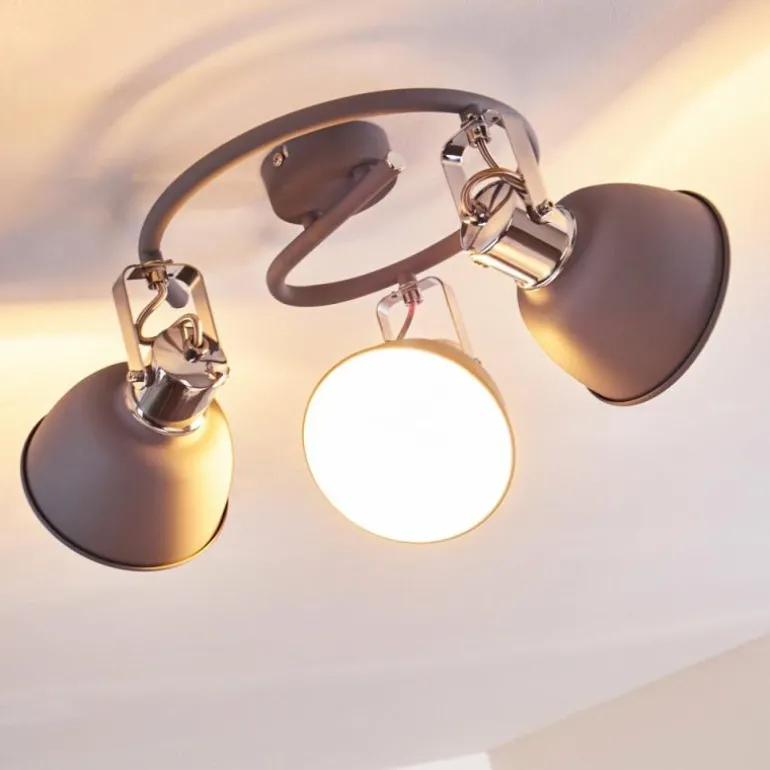 Plafonnier Dompierre Gris, Blanc, 3 lumières