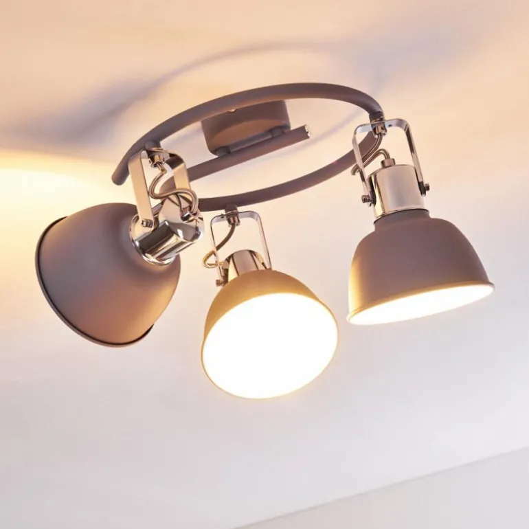 Plafonnier Dompierre Gris, Blanc, 3 lumières