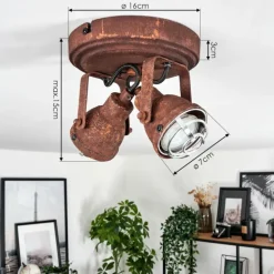 Plafonnier Drobak Rouille, 2 lumières