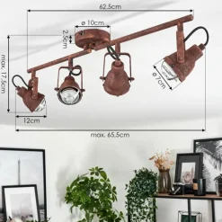 Plafonnier Drobak Rouille, 4 lumières