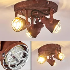 Plafonnier Drobak Rouille, 3 lumières
