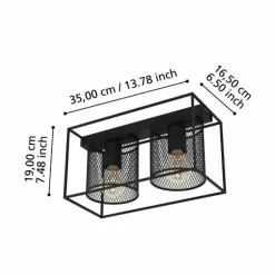 Plafonnier Eglo CATTERICK Noir, 2 lumières