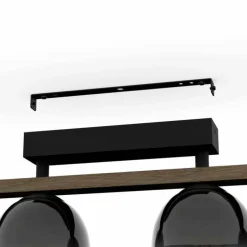 Plafonnier Eglo FILAGO Bois foncé, Noir, 4 lumières