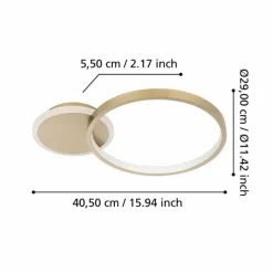 Plafonnier Eglo GAFARES LED Or, Blanc, 1 lumière