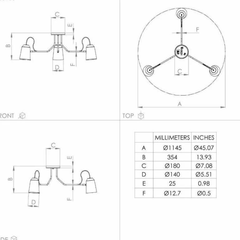 Plafonnier Eglo LORETO Noir, Blanc, 3 lumières