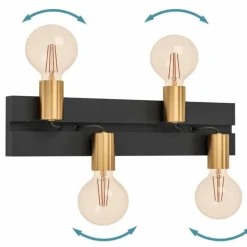 Plafonnier Eglo MACCHIONE Laiton, Noir, 4 lumières