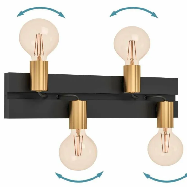 Plafonnier Eglo MACCHIONE Laiton, Noir, 4 lumières