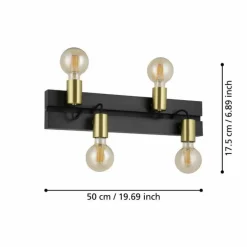 Plafonnier Eglo MACCHIONE Laiton, Noir, 4 lumières