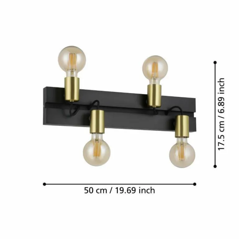 Plafonnier Eglo MACCHIONE Laiton, Noir, 4 lumières