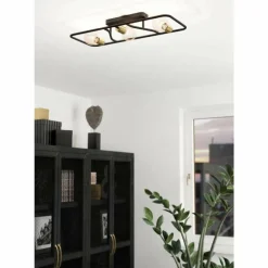 Plafonnier Eglo MESSINARO Laiton, Noir, 3 lumières