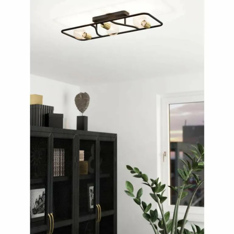 Plafonnier Eglo MESSINARO Laiton, Noir, 3 lumières