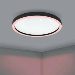 Plafonnier Eglo MONTEMORELOS-Z LED Noir, 1 lumière, Changeur de couleurs