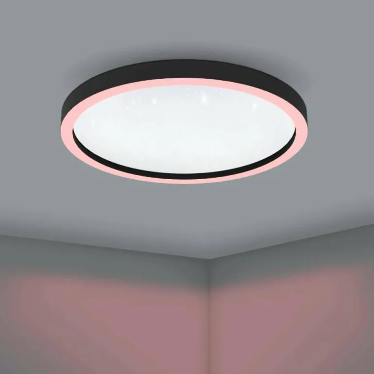 Plafonnier Eglo MONTEMORELOS-Z LED Noir, 1 lumière, Changeur de couleurs