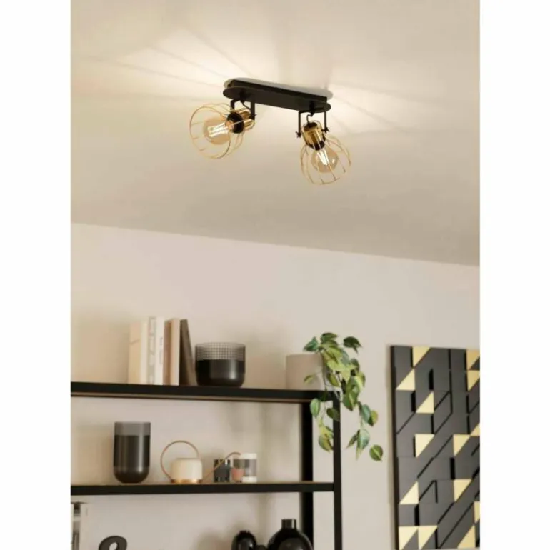 Plafonnier Eglo SAMBATELLO Laiton, Noir, 2 lumières