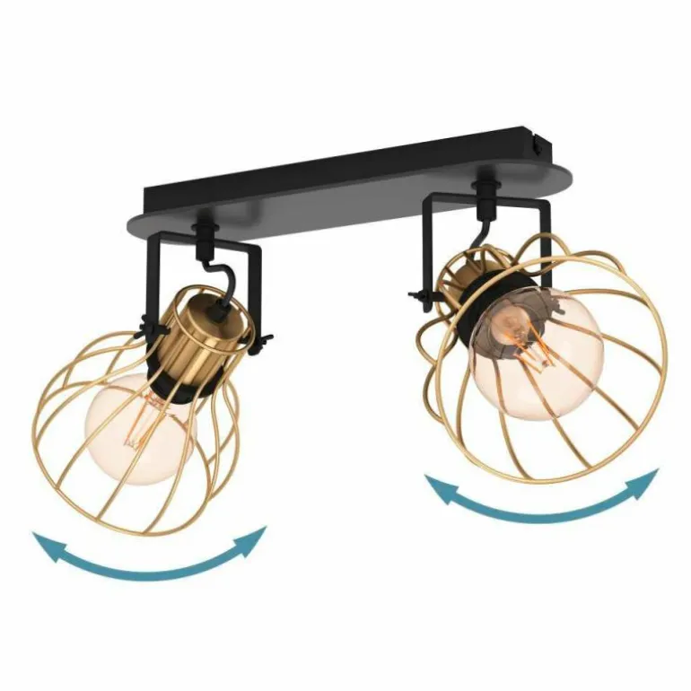 Plafonnier Eglo SAMBATELLO Laiton, Noir, 2 lumières