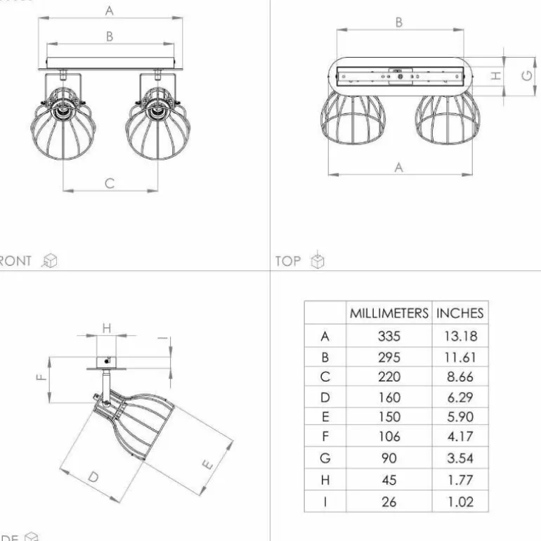 Plafonnier Eglo SAMBATELLO Laiton, Noir, 2 lumières