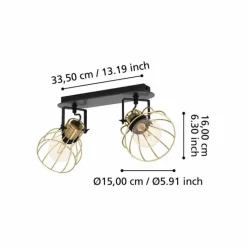 Plafonnier Eglo SAMBATELLO Laiton, Noir, 2 lumières