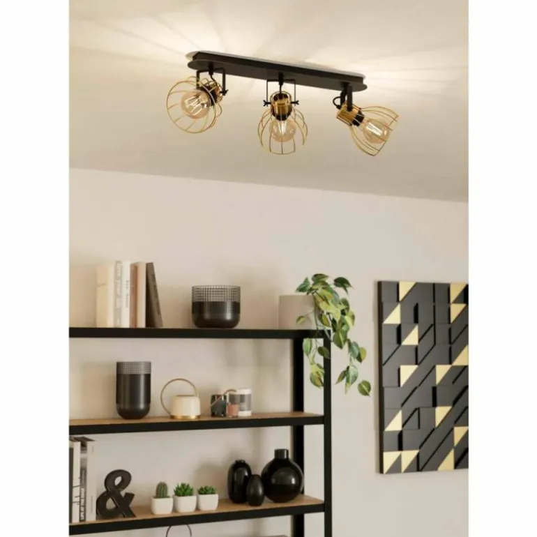 Plafonnier Eglo SAMBATELLO Laiton, Noir, 3 lumières