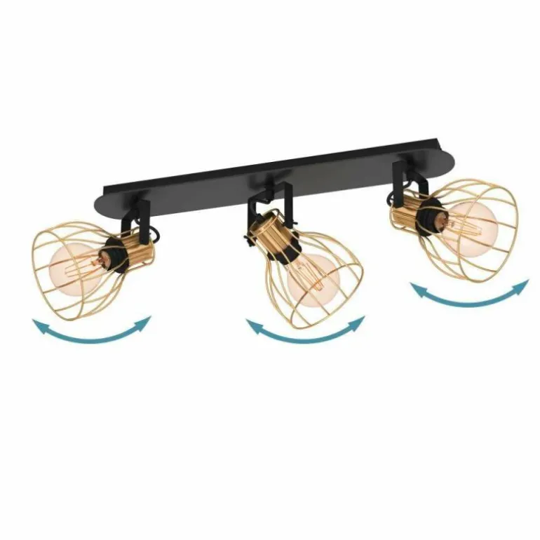 Plafonnier Eglo SAMBATELLO Laiton, Noir, 3 lumières