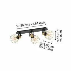Plafonnier Eglo SAMBATELLO Laiton, Noir, 3 lumières