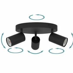 Plafonnier Eglo TELIMBELA-Z LED Noir, 3 lumières, Changeur de couleurs