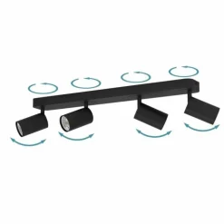 Plafonnier Eglo TELIMBELA-Z LED Noir, 4 lumières, Changeur de couleurs