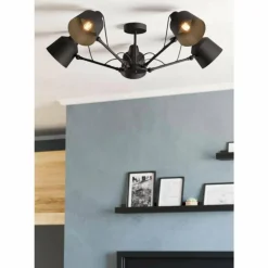 Plafonnier Eglo-Leuchten BASURTU Noir, 5 lumières