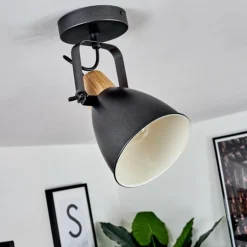 Plafonnier Elm Anthracite, Bois clair, 1 lumière