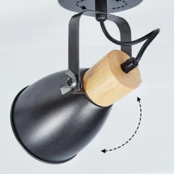 Plafonnier Elm Anthracite, Bois clair, 1 lumière