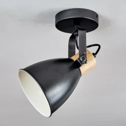 Plafonnier Elm Anthracite, Bois clair, 1 lumière