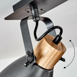 Plafonnier Elm Anthracite, Bois clair, 3 lumières