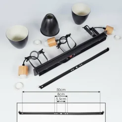 Plafonnier Elm Anthracite, Bois clair, 3 lumières