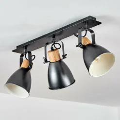 Plafonnier Elm Anthracite, Bois clair, 3 lumières