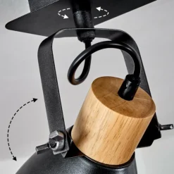 Plafonnier Elm Anthracite, Bois clair, 2 lumières