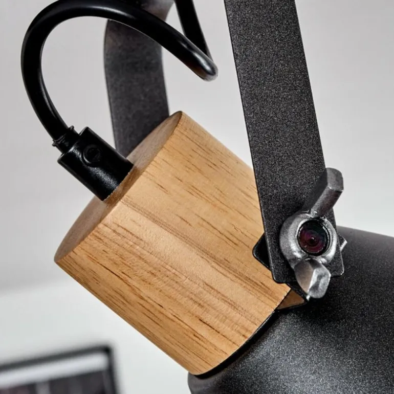 Plafonnier Elm Anthracite, Bois clair, 2 lumières